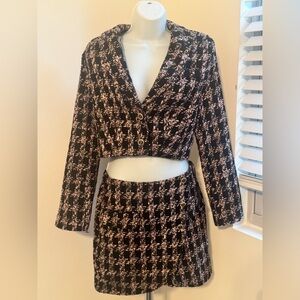 Tweed Cropped Jacket & Skirt Set